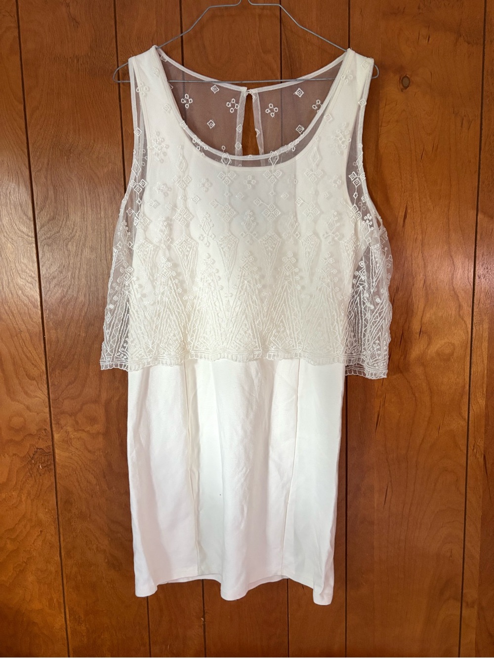 American Eagle Outfitters White Lace Overlay Mini Dress